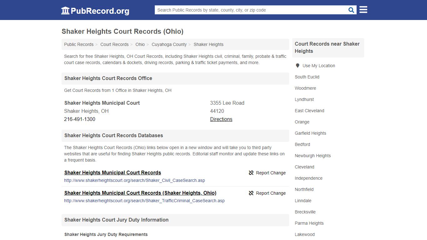 Free Shaker Heights Court Records (Ohio Court Records)