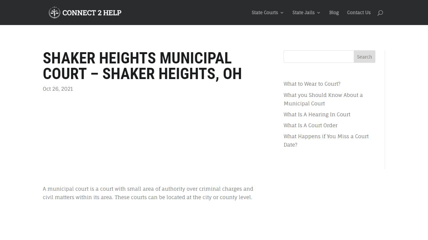 Shaker Heights Municipal Court - Connect 2 Help